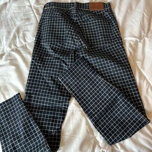 Madewell navy blue with white checker jeans
